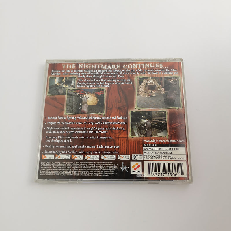 Sega Dreamcast game "Nightmare Creatures II 2" DC | Original packaging | NTSC-U/C USA