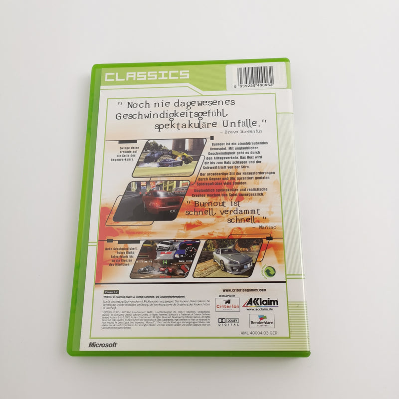 Microsoft Xbox Classic Spiel " Burnout " DE - PAL Version | OVP