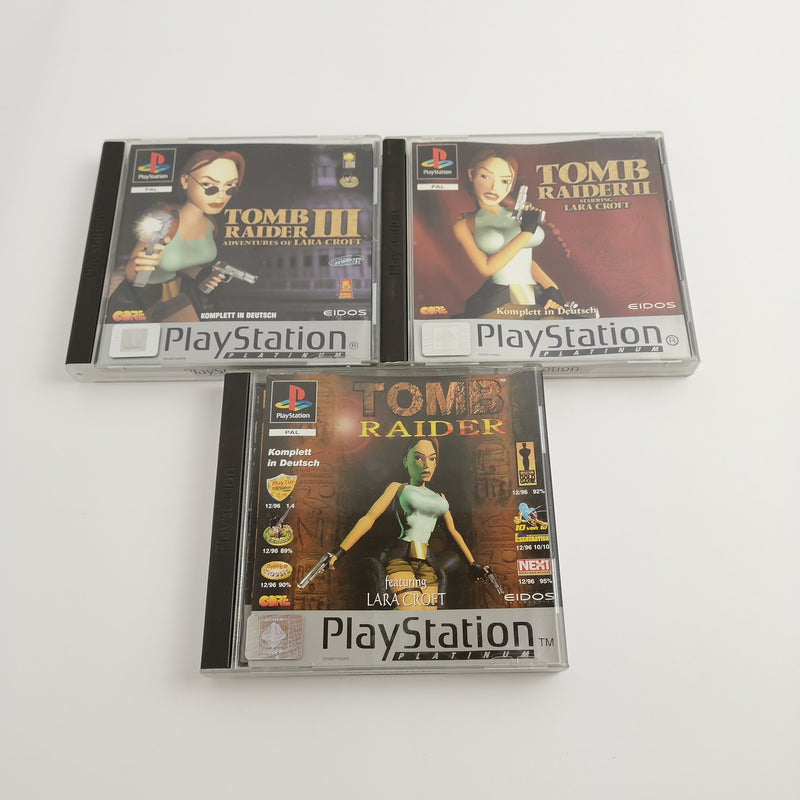 Sony Playstation 1 Games "Tomb Raider 1-3" Platinum PS1 PSX | OVP PAL