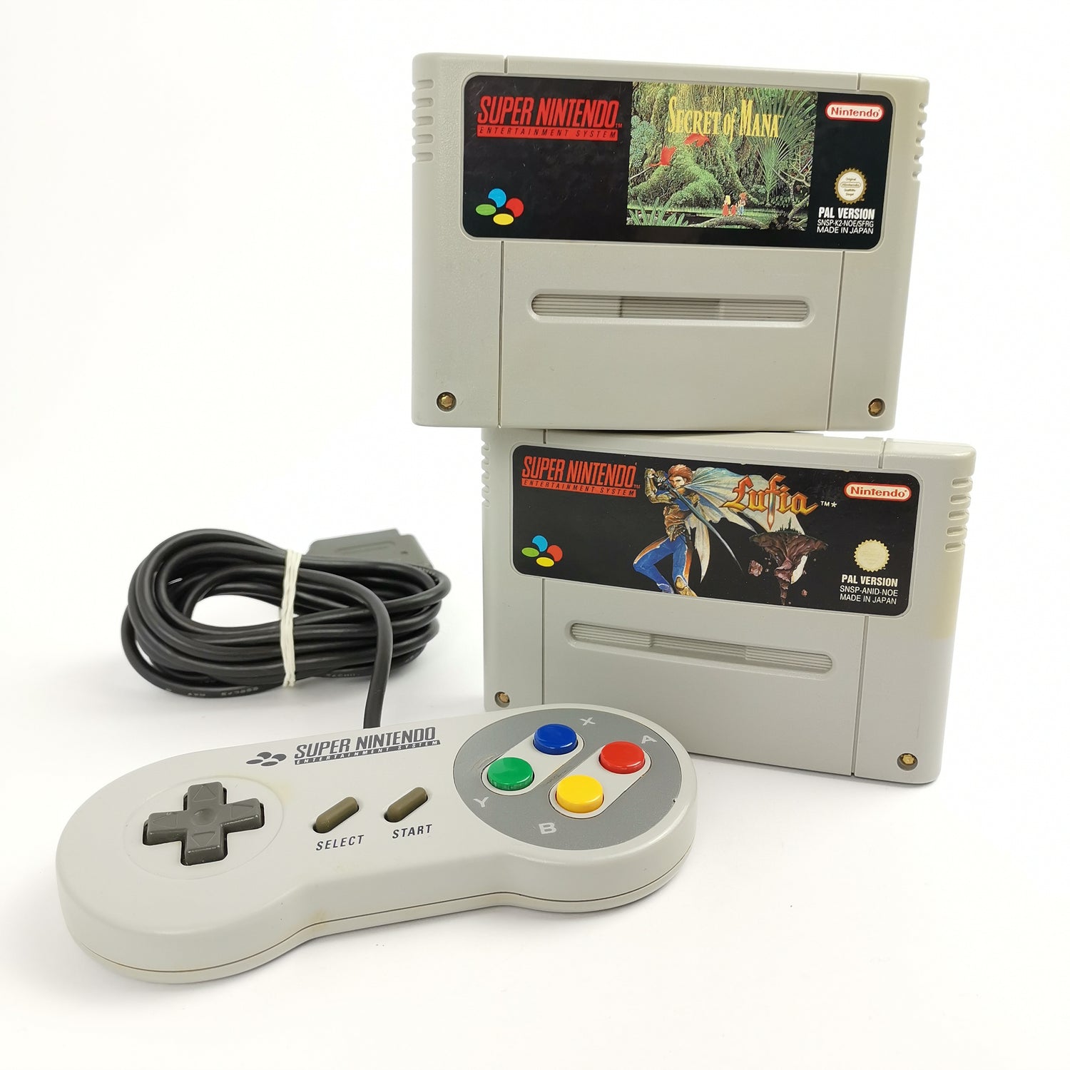 Super Nintendo Spiele : Secret of Mana & Lufia + Controller SNES Cartridge - PAL