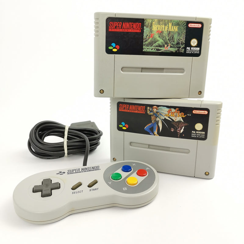 Super Nintendo Spiele : Secret of Mana & Lufia + Controller SNES Cartridge - PAL