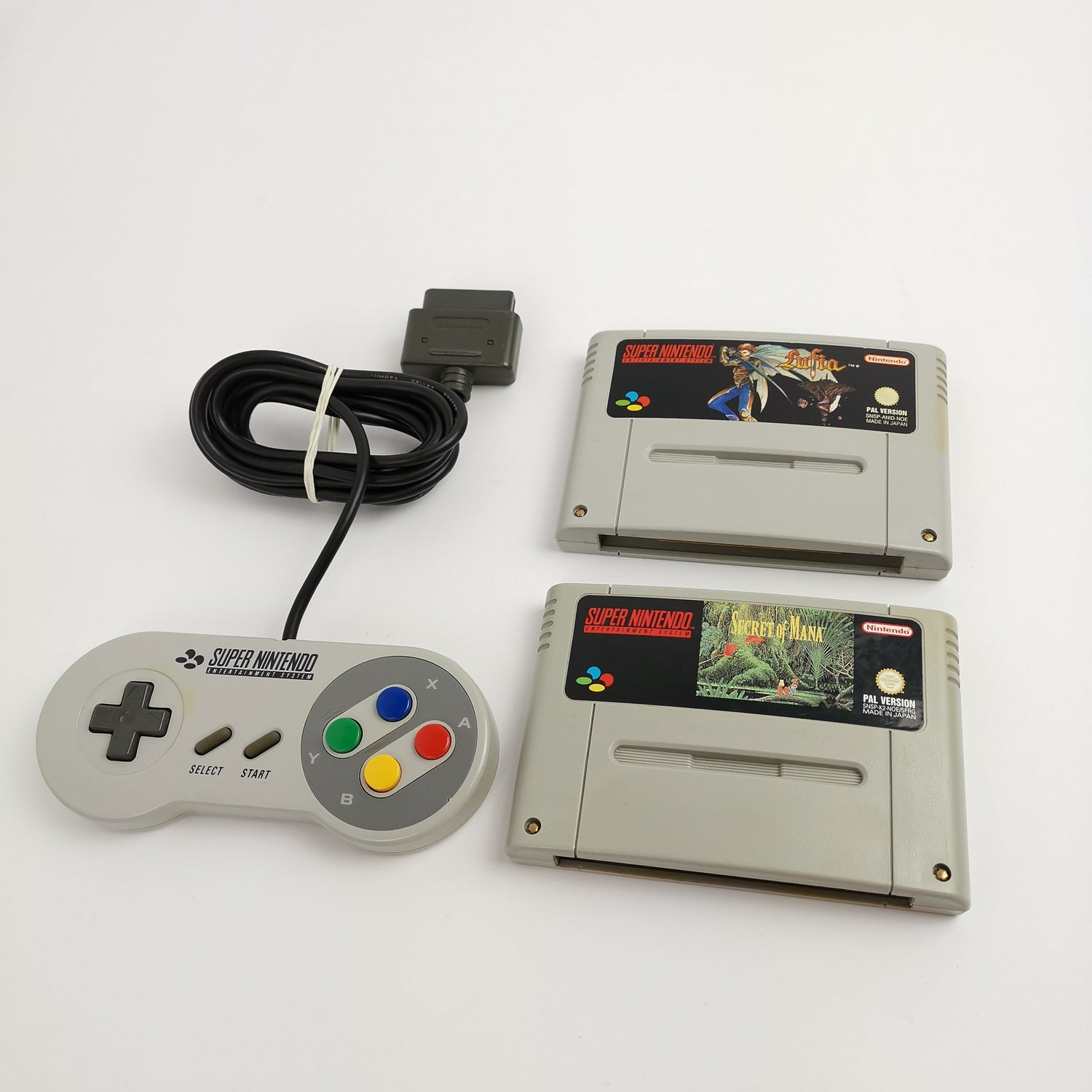 Super Nintendo Spiele : Secret of Mana & Lufia + Controller SNES Cartridge - PAL