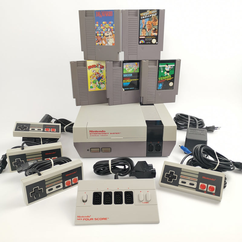 Nintendo Entertainment System Console: NES 4 Controllers &amp; 5 Games | PAL FRG
