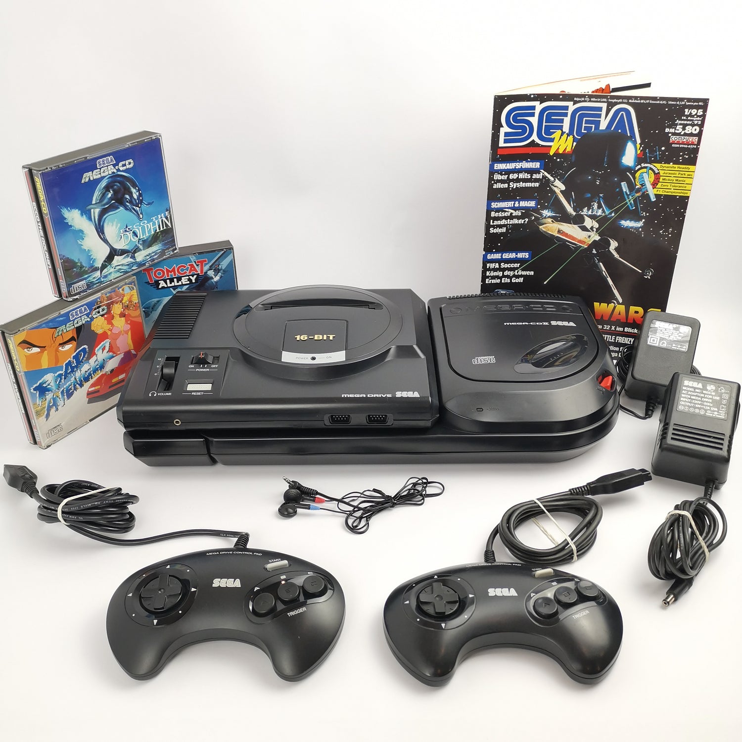 Sega Mega CD Konsole : mit Mega Drive 1, 3 Spielen und Zubehör | MD / MC - PAL