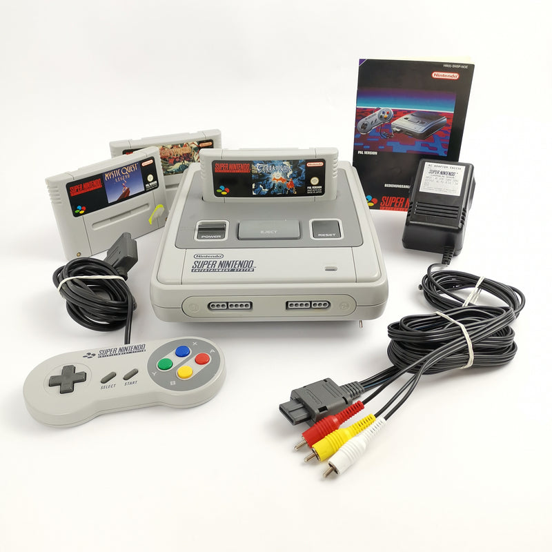 Super Nintendo Konsole 50 / 60 Hz Umbau mit 3 Spielen, Controller u. Kabel SNES