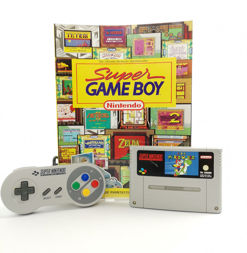 Super Nintendo accessories: Game Boy game advisor + Super Mario and controller SNES