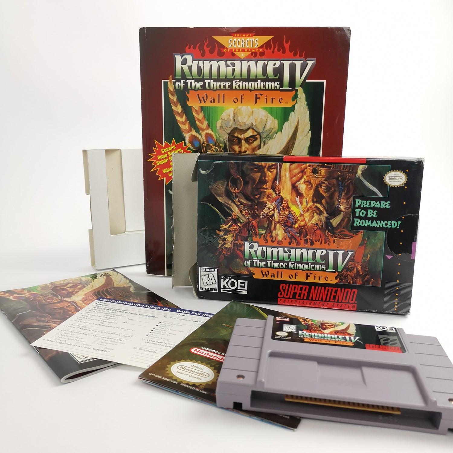 Super Nintendo Spiel : Romance of the three Kingdoms IV Wall of Fire + Guide OVP