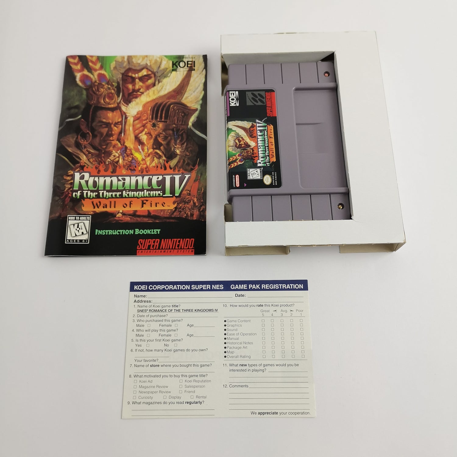 Super Nintendo Spiel : Romance of the three Kingdoms IV Wall of Fire + Guide OVP