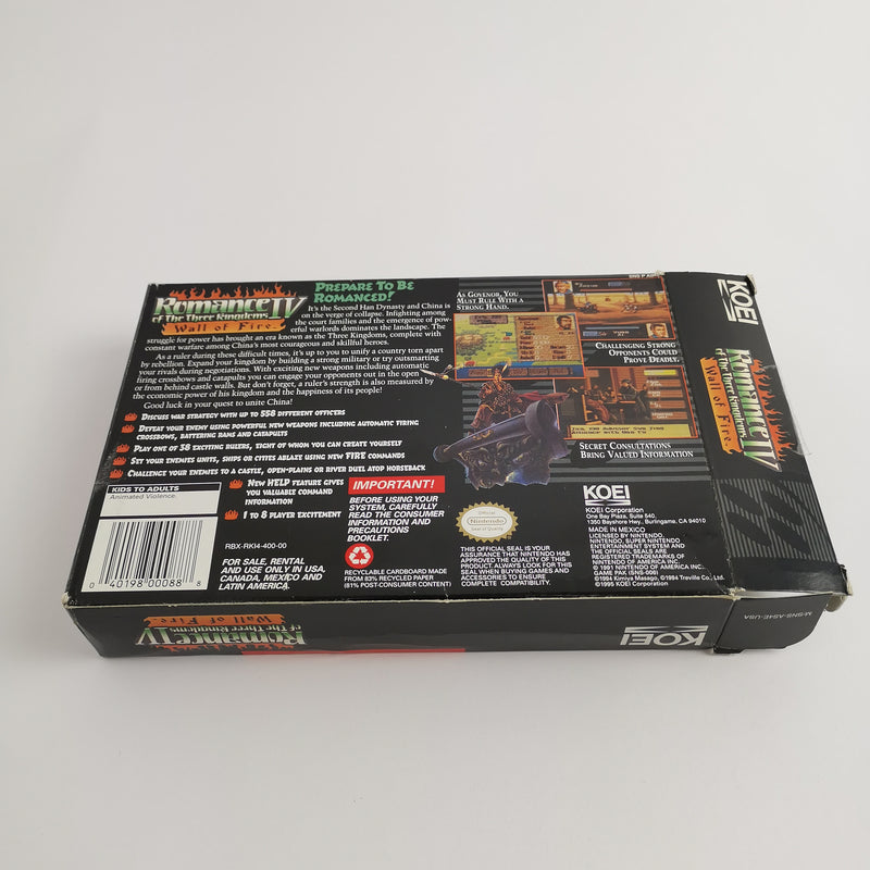 Super Nintendo Spiel : Romance of the three Kingdoms IV Wall of Fire + Guide OVP