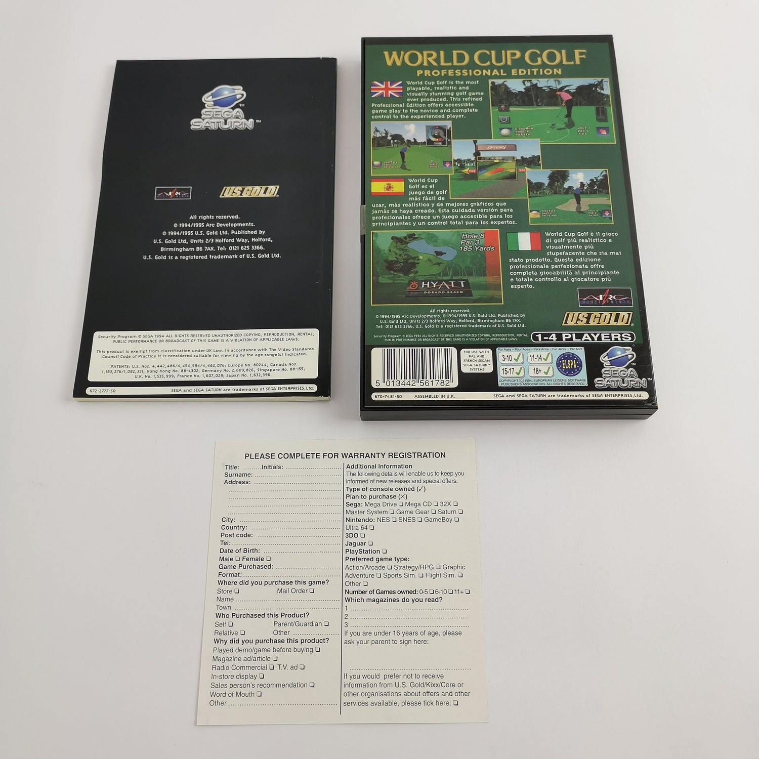 Sega Saturn Game: World Cup Golf Professional Edition | Original packaging PAL version