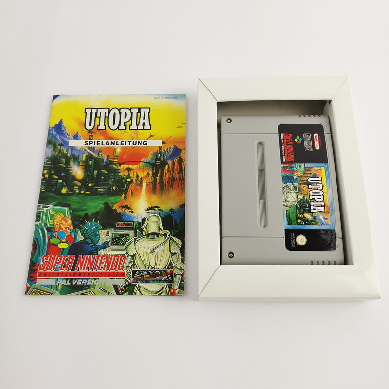 Super Nintendo Game: Utopia | SNES original packaging - PAL version Konami