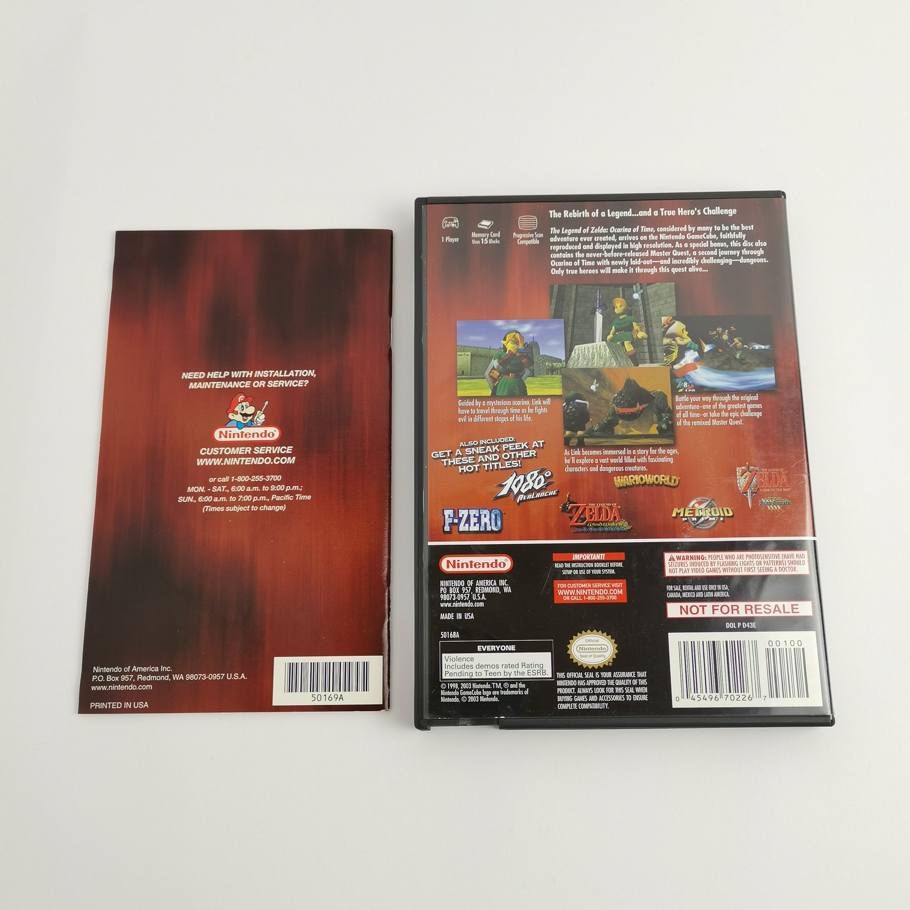 Nintendo Gamecube Spiel : The Legend of Zelda Ocarina of Time & Master Quest USA