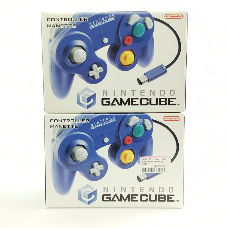 2x original Nintendo Gamecube controllers in original packaging: purple / purple - gamepad