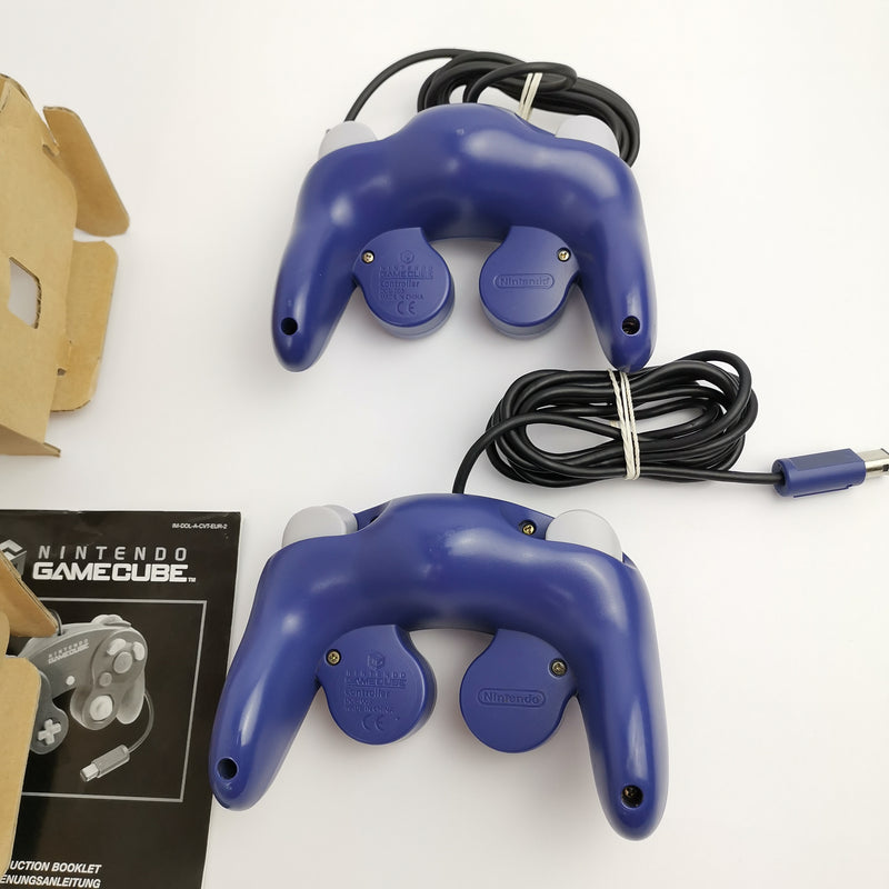 2x original Nintendo Gamecube controllers in original packaging: purple / purple - gamepad