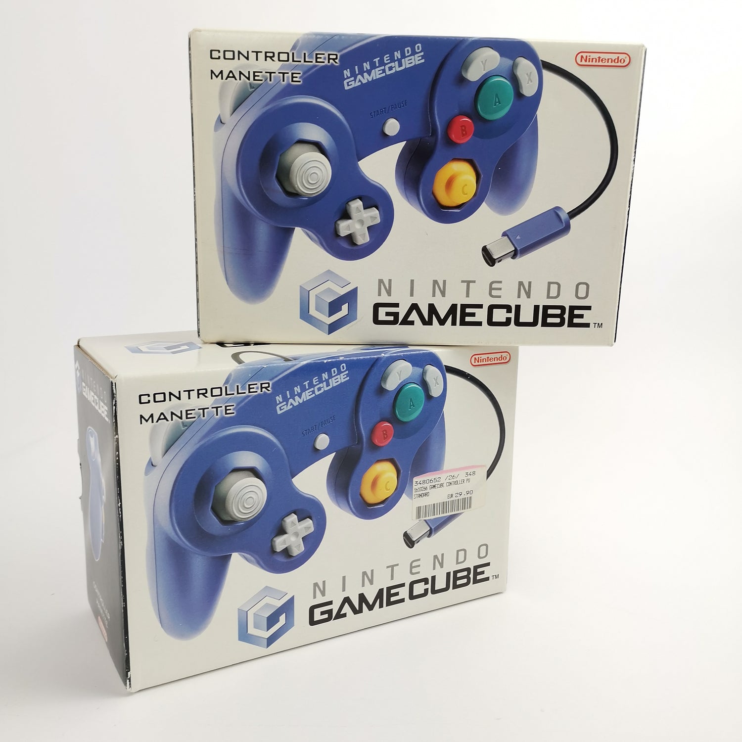2x original Nintendo Gamecube controllers in original packaging: purple / purple - gamepad