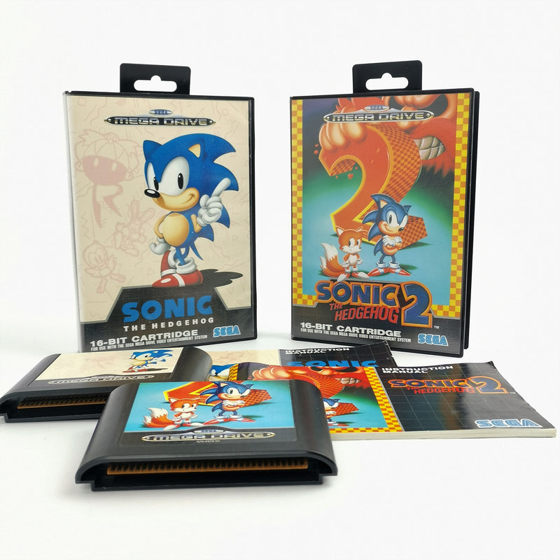 Sega Mega Drive Spiele : Sonic The Hedgehog Teil 1 & 2 | OVP PAL  - Bundle