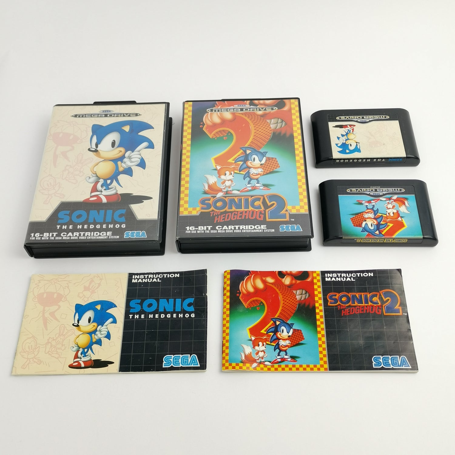Sega Mega Drive Spiele : Sonic The Hedgehog Teil 1 & 2 | OVP PAL  - Bundle
