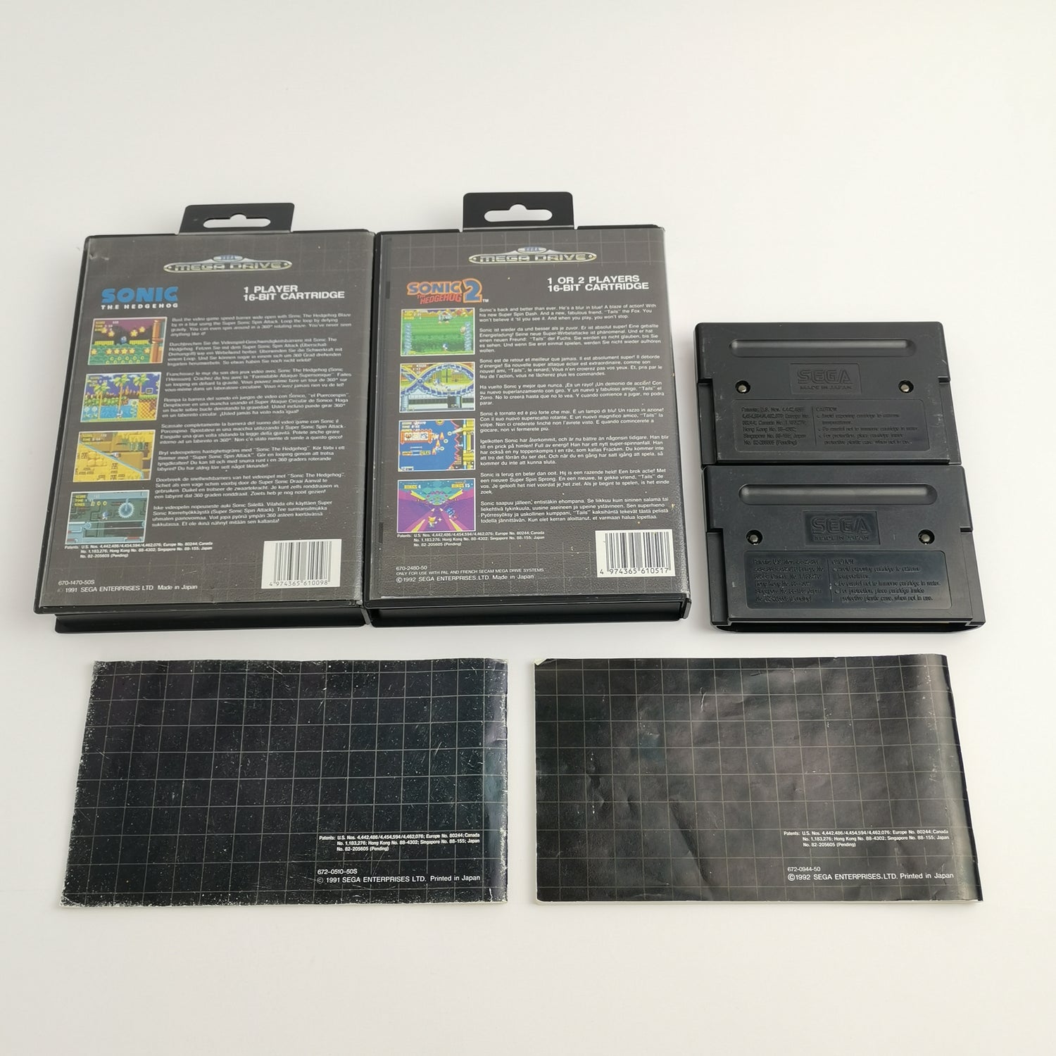 Sega Mega Drive Spiele : Sonic The Hedgehog Teil 1 & 2 | OVP PAL  - Bundle