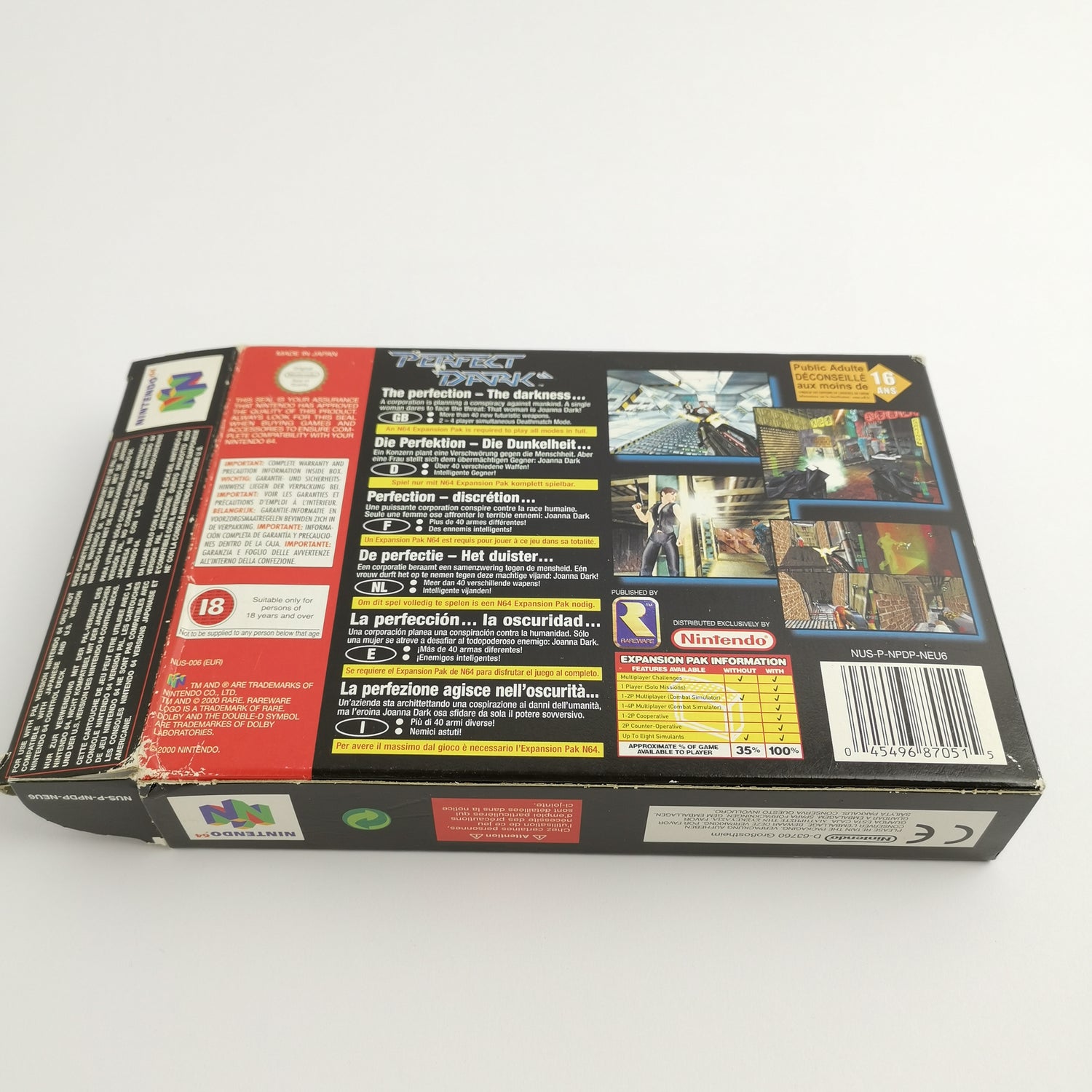 Nintendo 64 Game: Perfect Dark in OVP + Rumble Pak | N64 PAL version - USK18