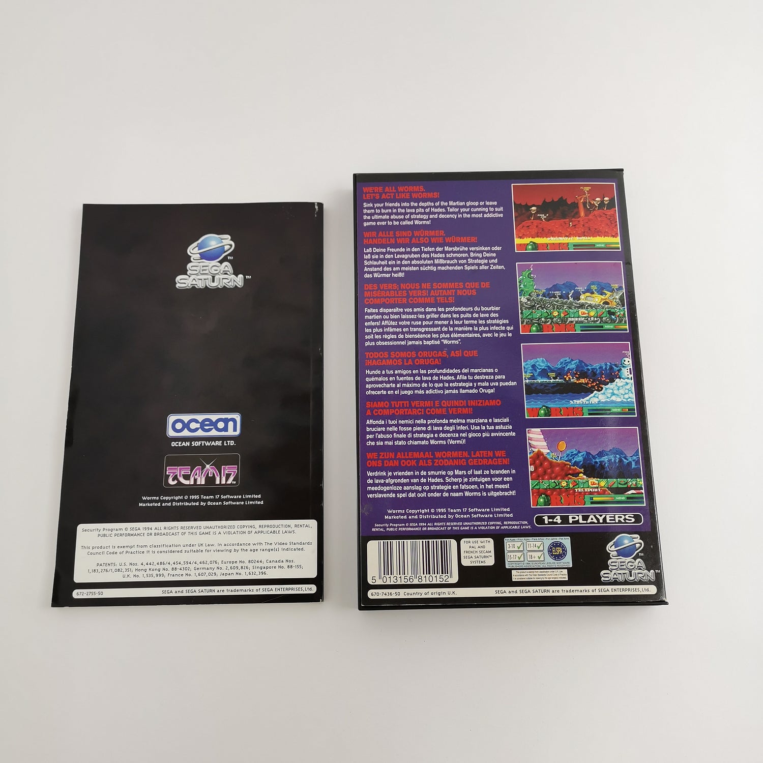 Sega Saturn game: Worms in original packaging & instructions - Ocean | PAL version