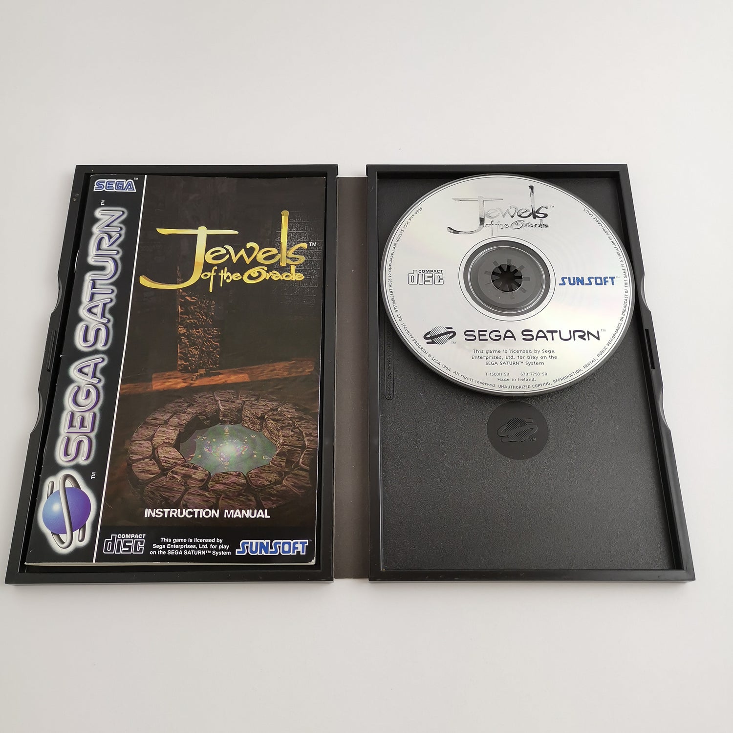 Sega Saturn game: Jewels of the Oracle by Sunsoft - original packaging & instructions | PAL ver