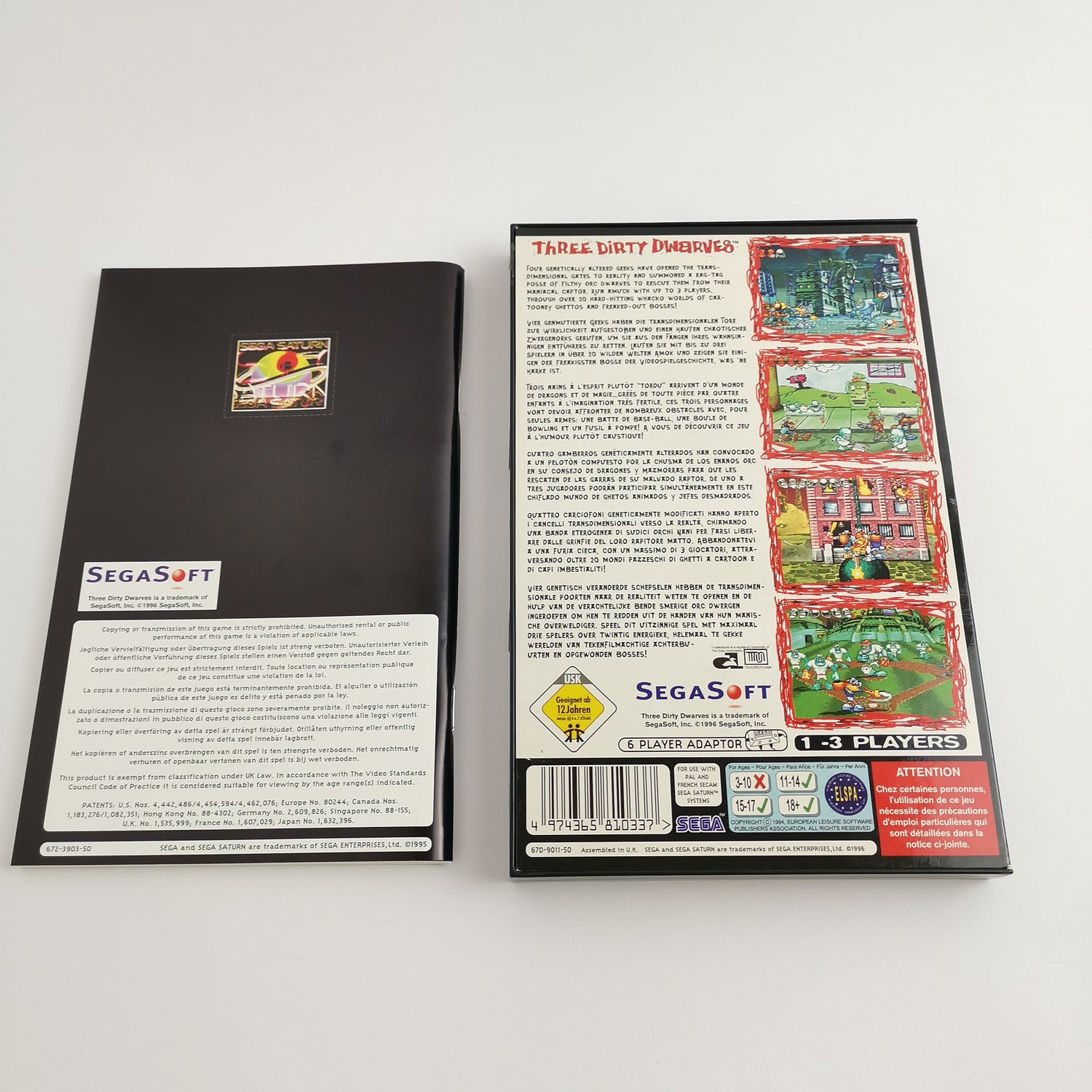 Sega Saturn Game: Three Dirty Dwarves - Original Packaging & Instructions | PAL version