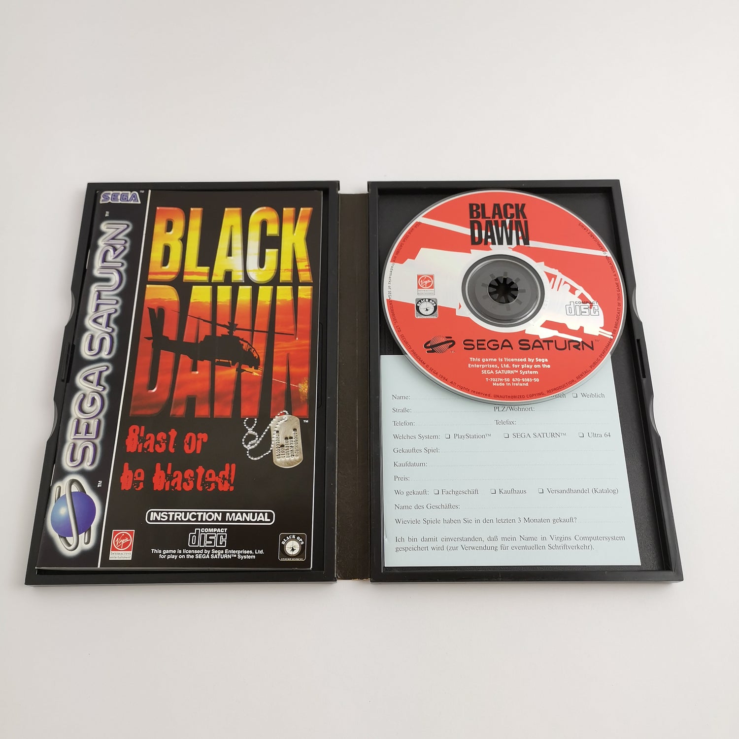 Sega Saturn Game: Black Dawn Blast or be Blasted - OVP & Instructions | PAL