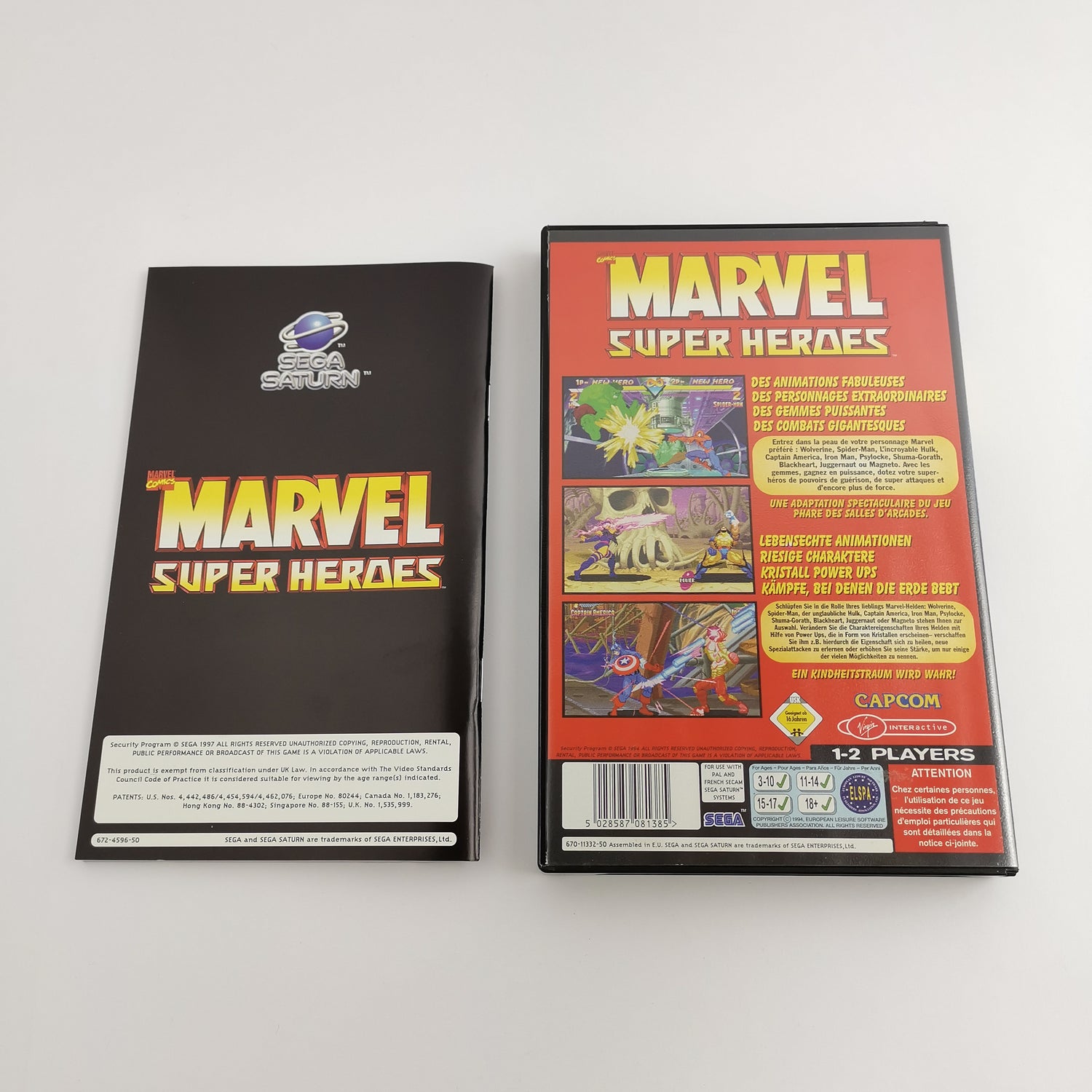 Sega Saturn game: Marvel Super Heroes from Capcom - original packaging & instructions | PAL