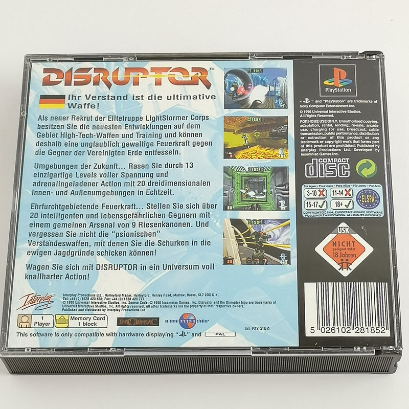 Sony Playstation 1 Spiel : Disruptor - OVP & Anleitung | PS1 PSX PAL - USK18