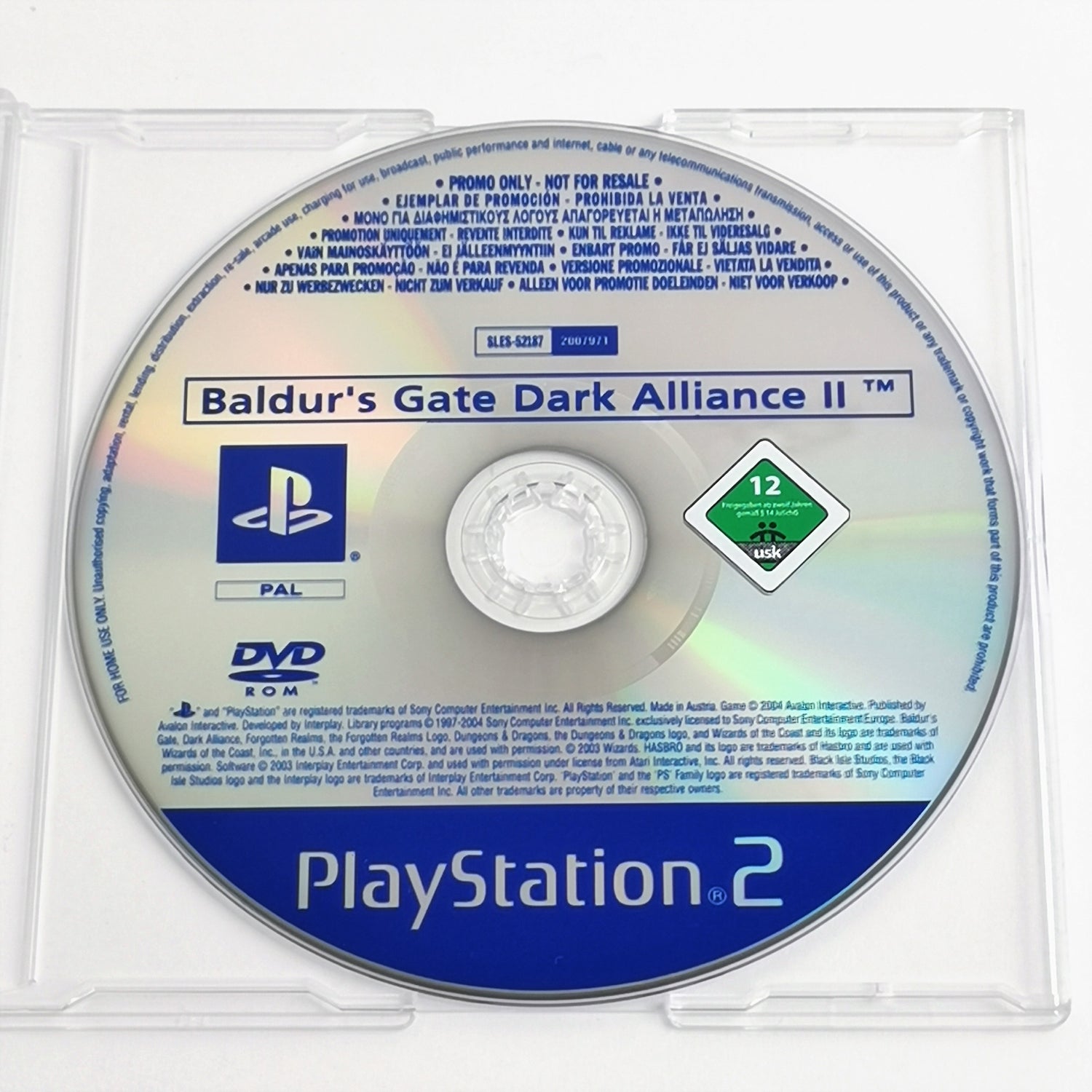 Sony Playstation 2 Promo Game: Baldur's Gate Dark Alliance II 2 - PS2 PAL