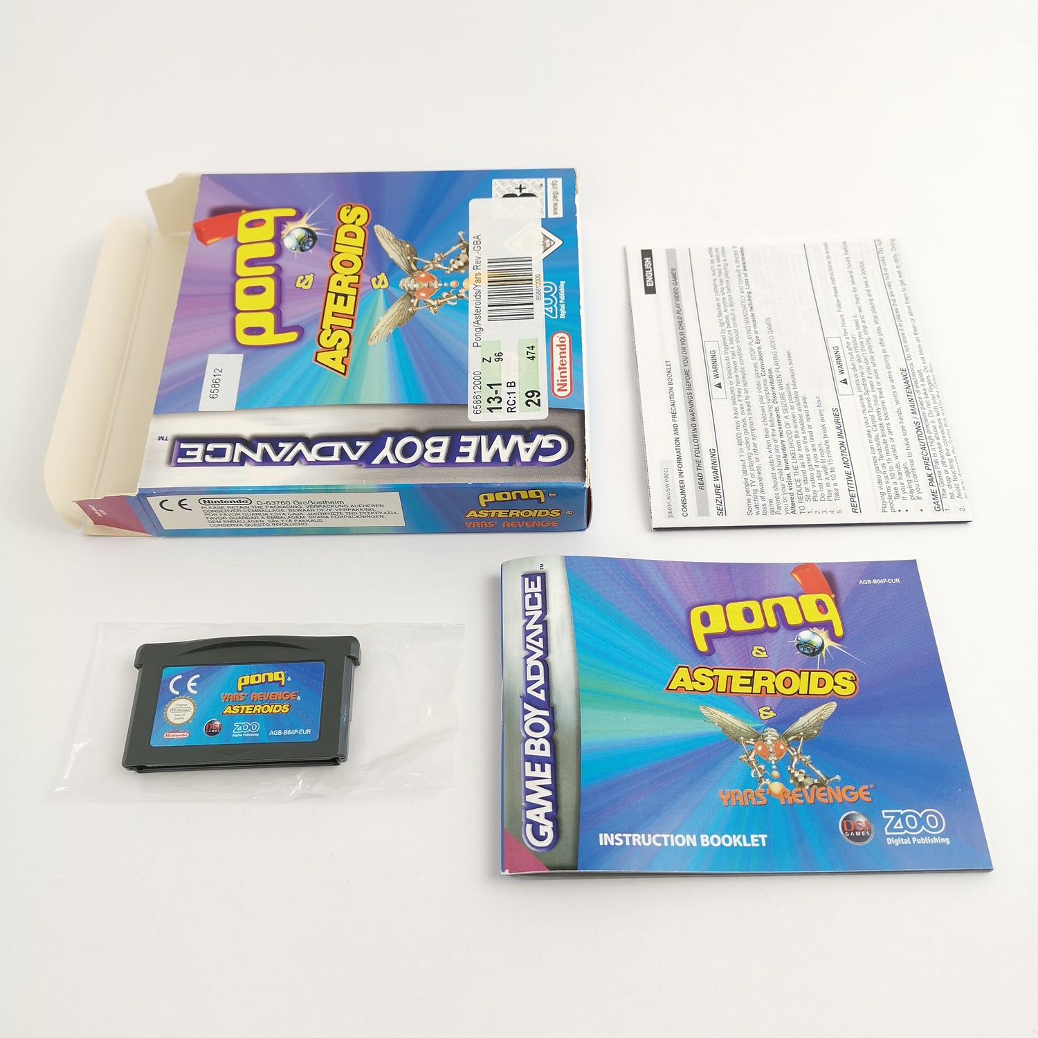 Nintendo Game Boy Advance Game: Pong & Asteroids & Yars Revenge - OVP PAL GBA