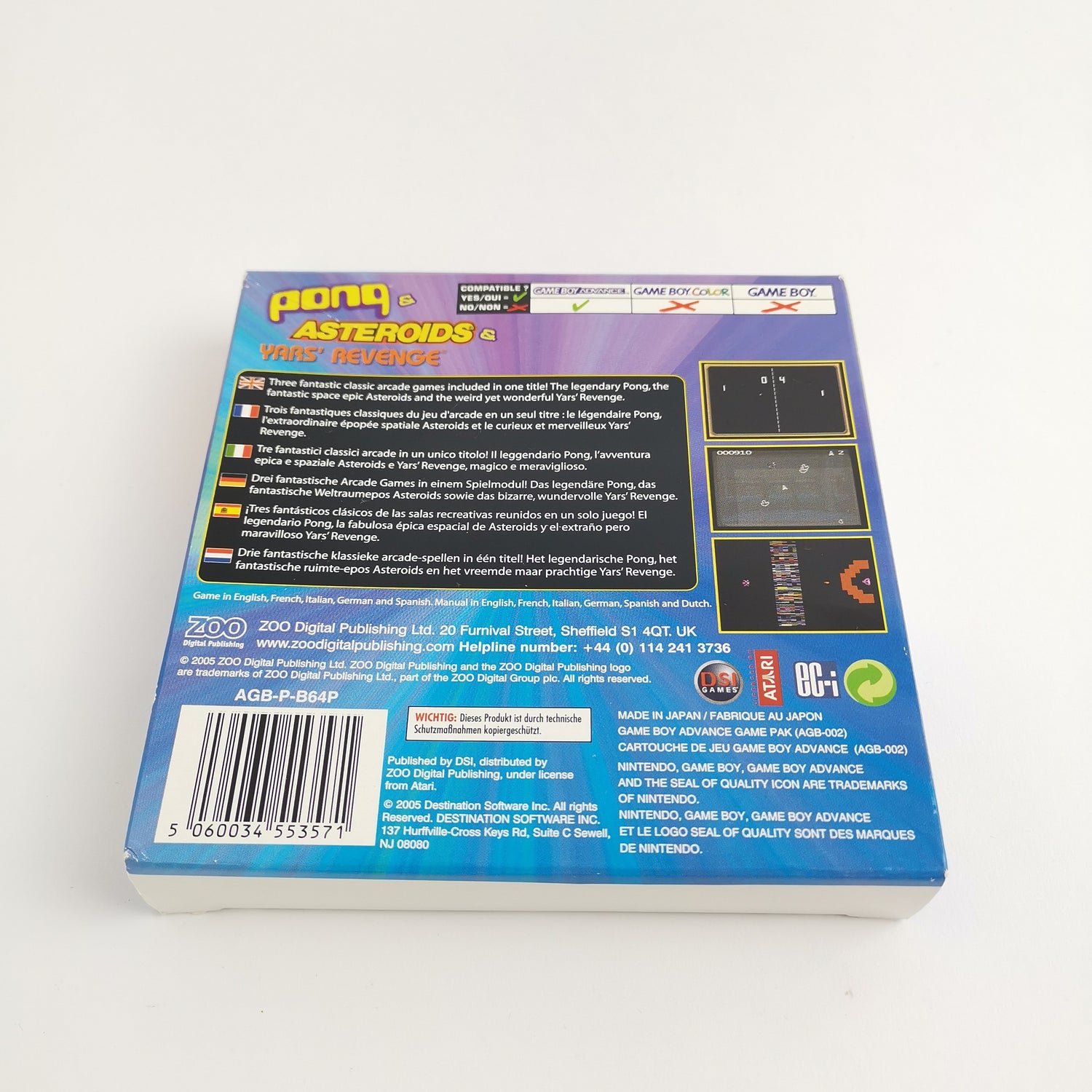 Nintendo Game Boy Advance Game: Pong & Asteroids & Yars Revenge - OVP PAL GBA