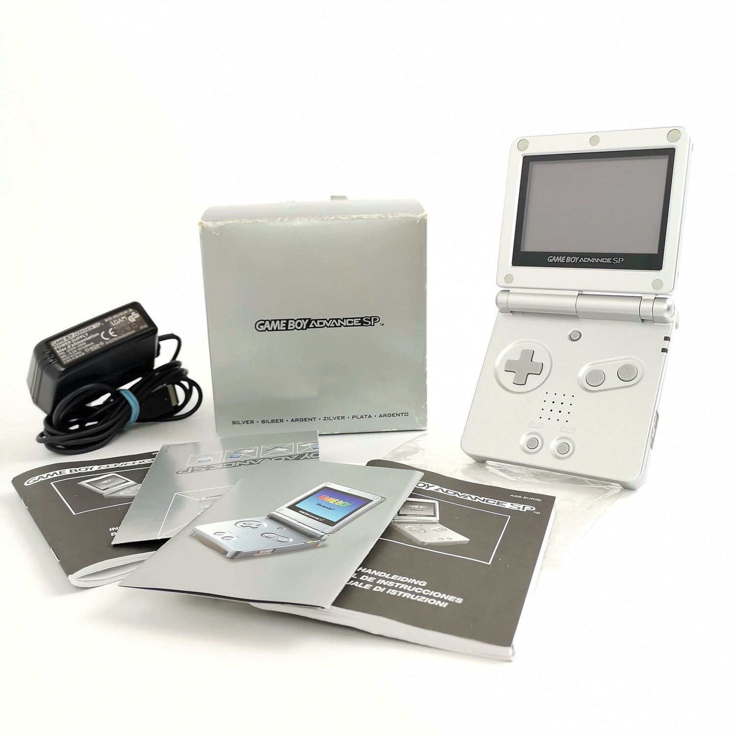 Nintendo Game Boy Advance SP Konsole / Console - Silber Silver in OVP PAL AGS001