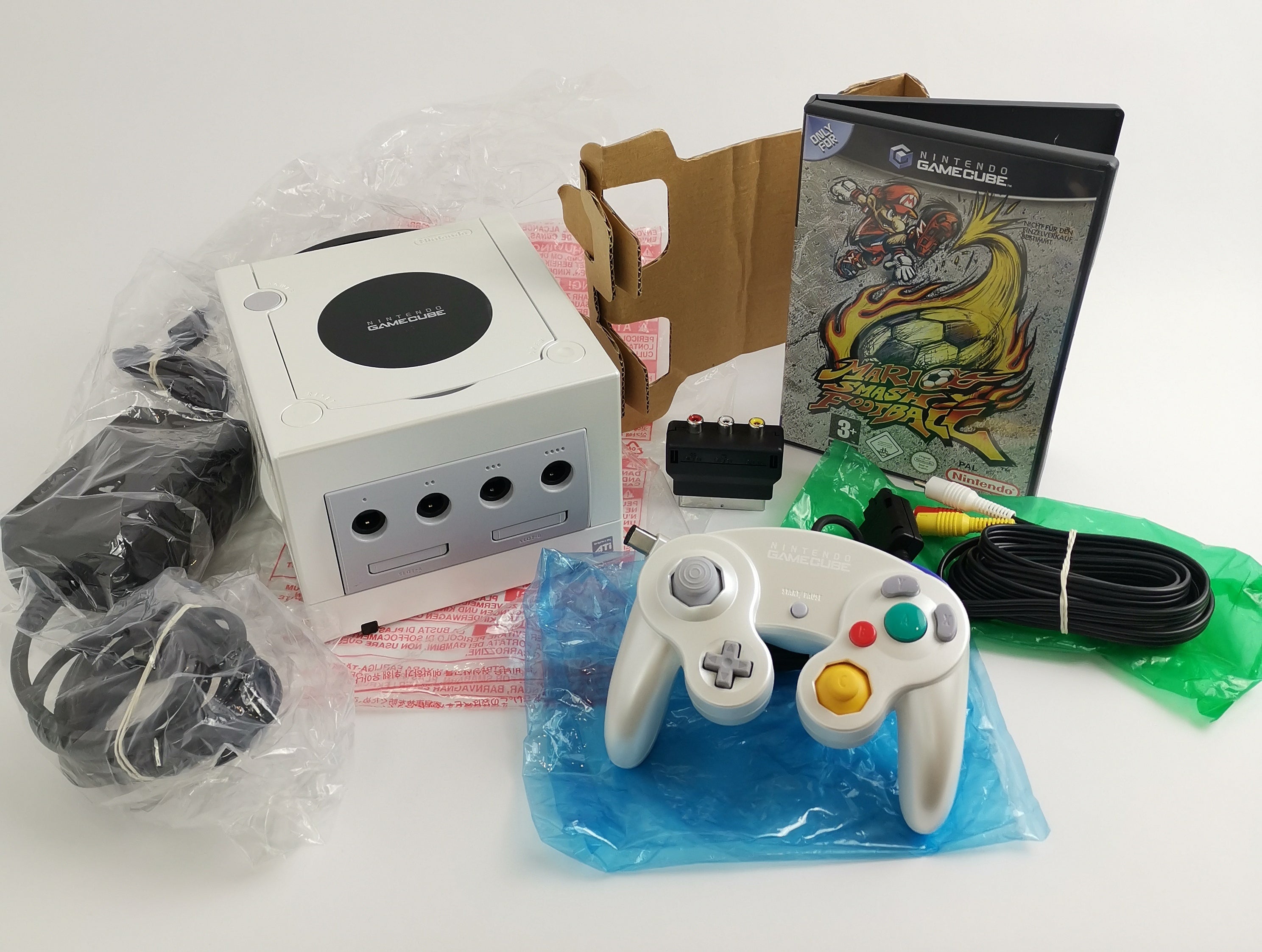 Nintendo Gamecube Konsole : Mario Smash Football Pak - OVP | Pearl White Console