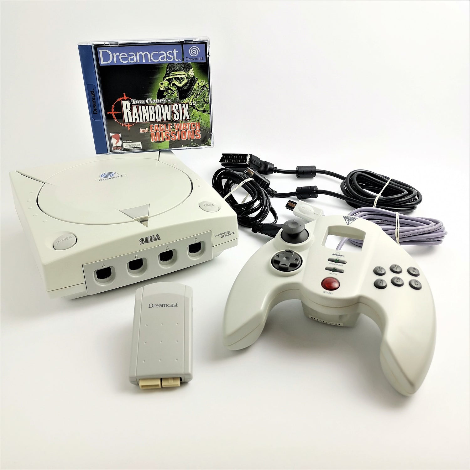 Sega Dreamcast Konsolen Bundle mit Quantum Controller, Kabel und 1 Spiel | PAL