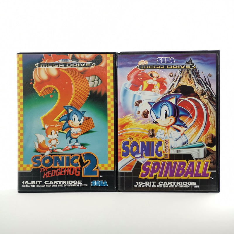 Sega Mega Drive games as a set: Sonic The Hedgehog 2 &amp; Sonic Spinball - OVP MD