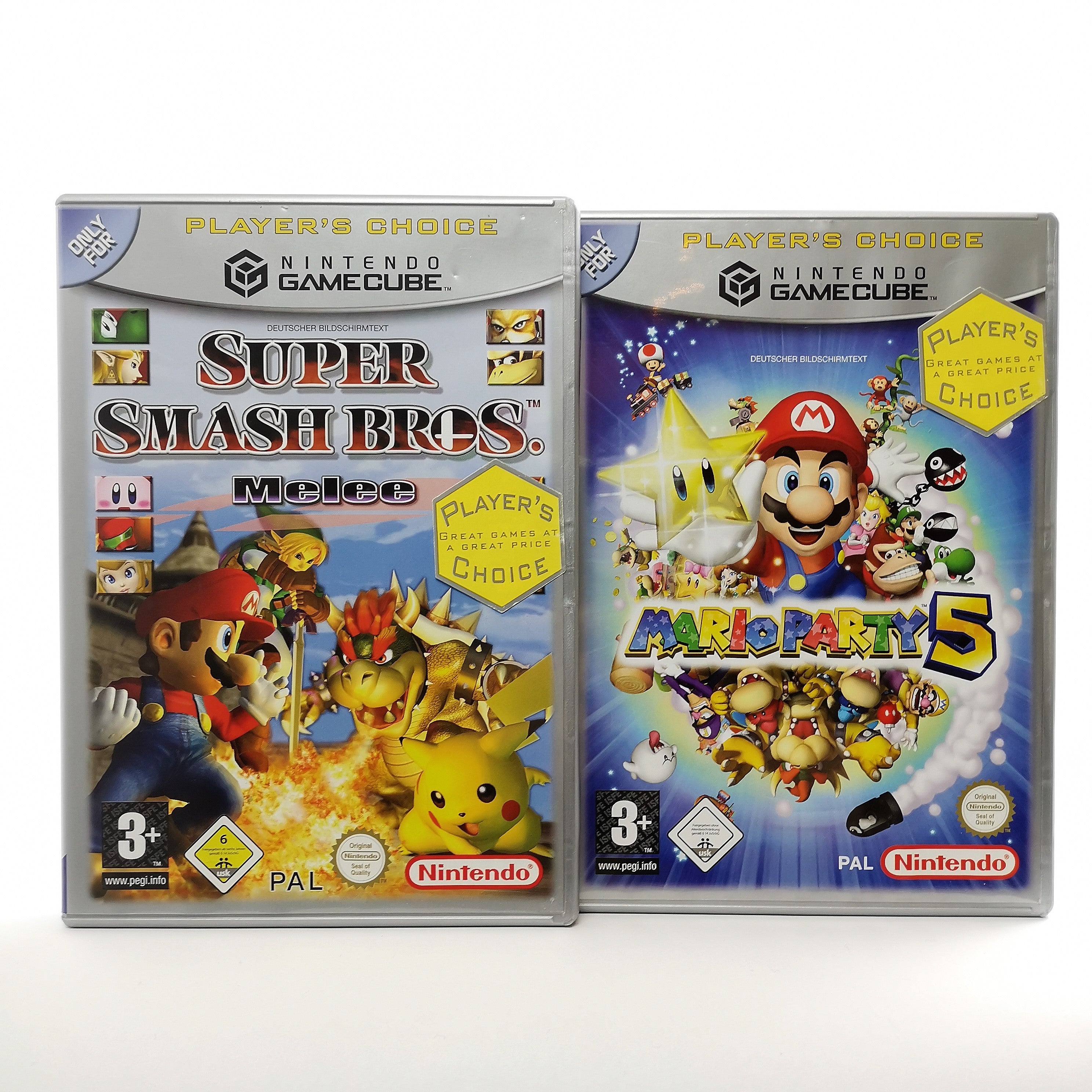 Nintendo Gamecube Spiele : Super Smash Bros. Melee & Mario Party 5 - OVP GC PAL