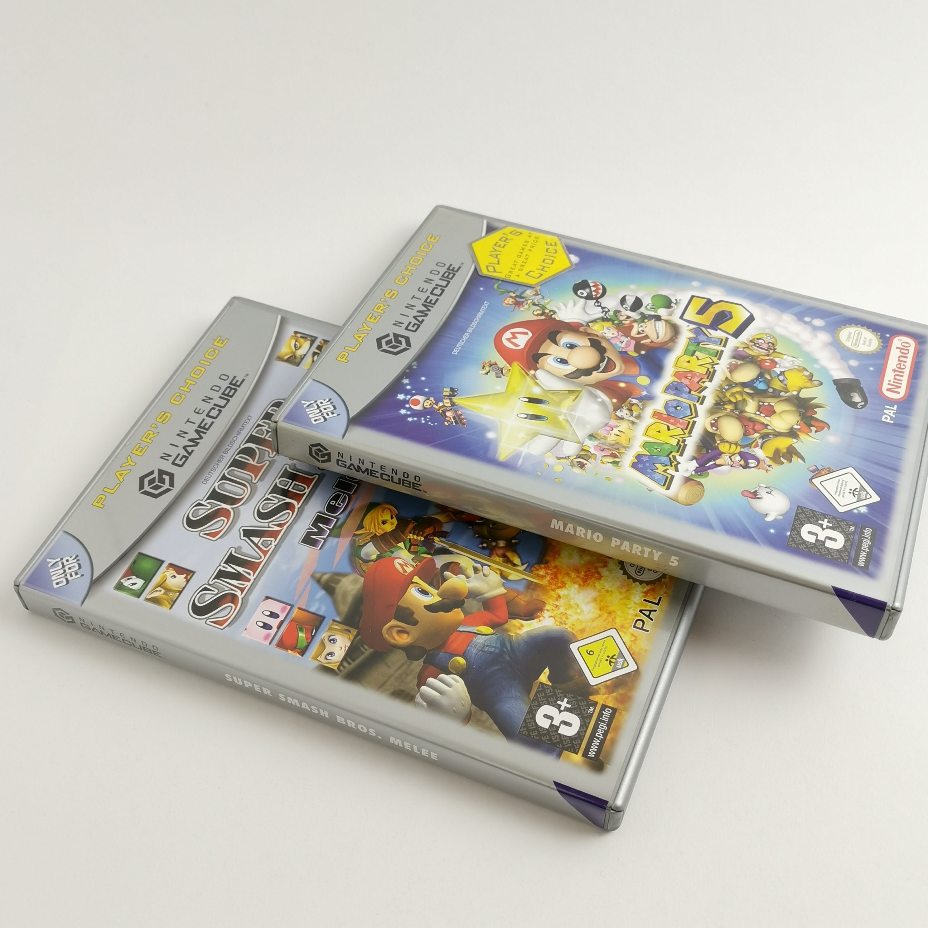 Nintendo Gamecube Spiele : Super Smash Bros. Melee & Mario Party 5 - OVP GC PAL