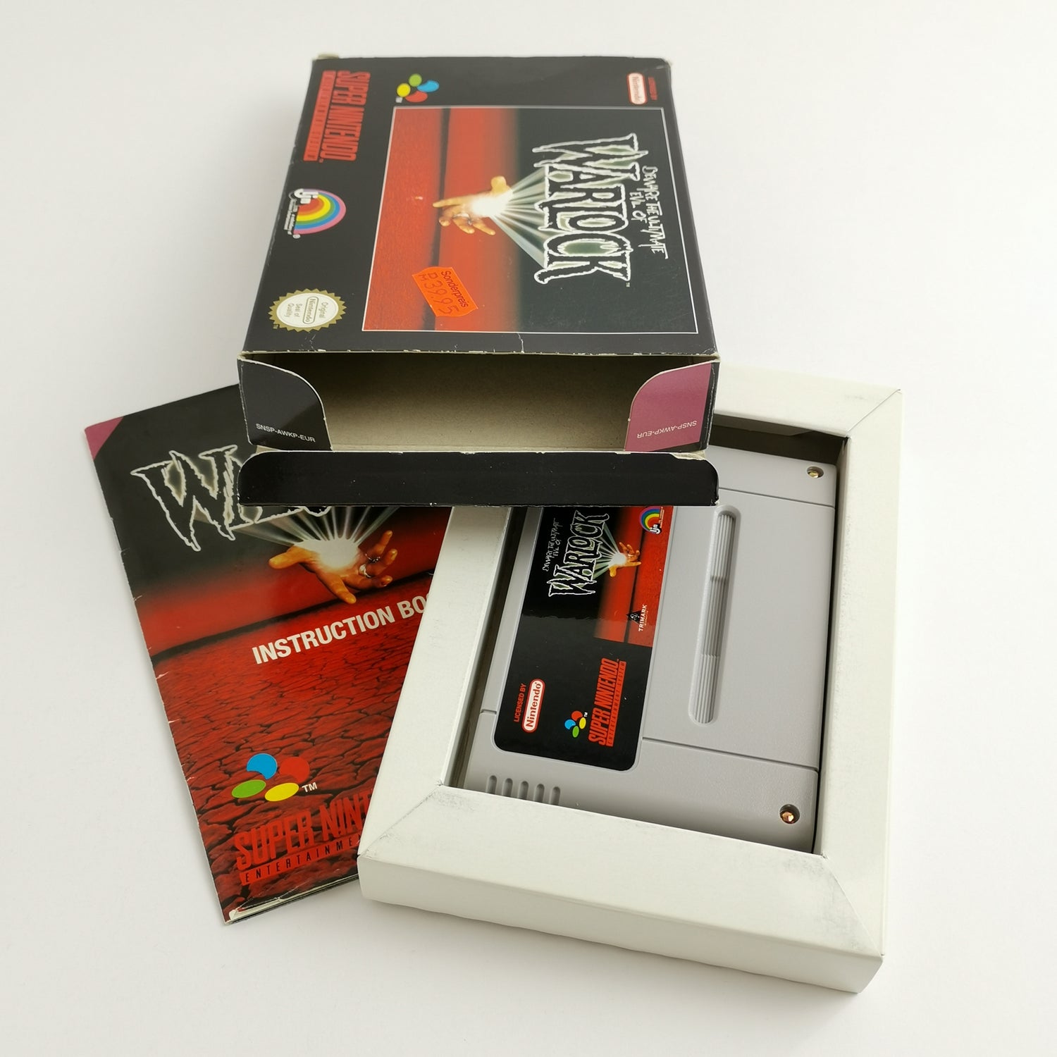 Super Nintendo game: Warlock - original packaging & instructions PAL EUR | SNES 16bit