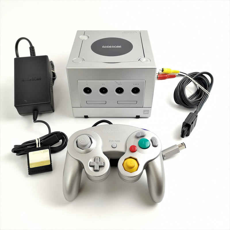 Nintendo Gamecube Konsole : Platin Silber / SIlver Console mit Kabeln u. Gamepad