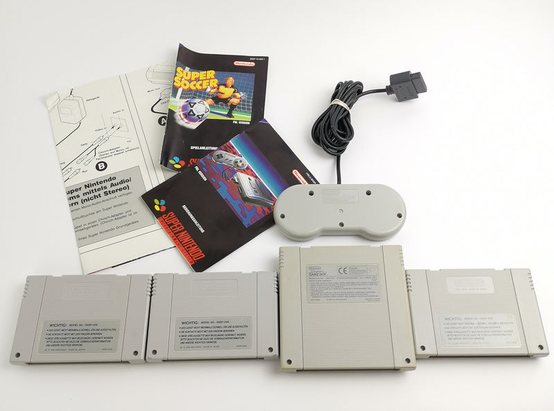 Super Nintendo Konsole : 1 Controller, 3 Spiele, Game Boy Adapter u. Kabel SNES