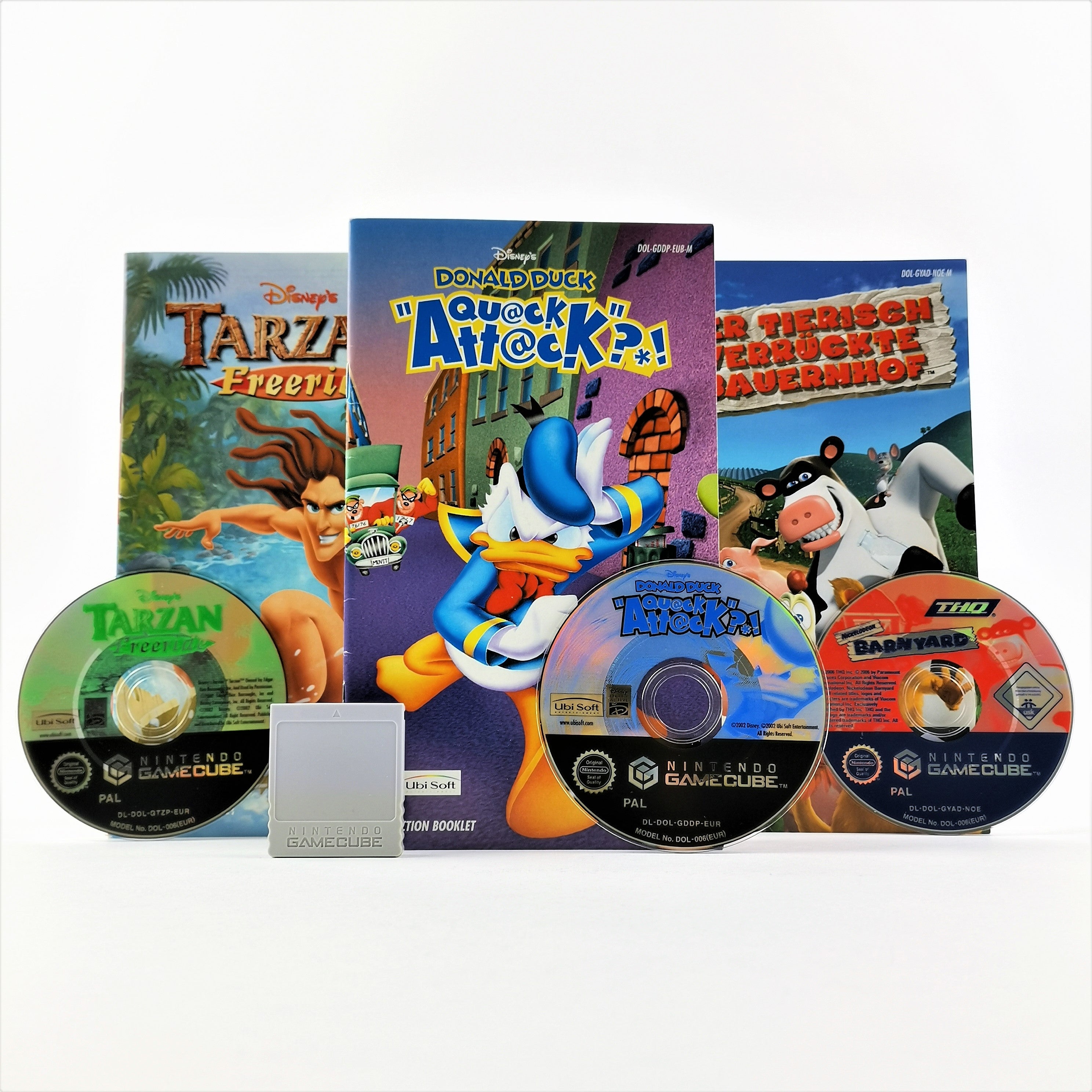 Nintendo Gamecube Spiele : Tarzan + Donald Duck + Barnyard + Memory C - Disney