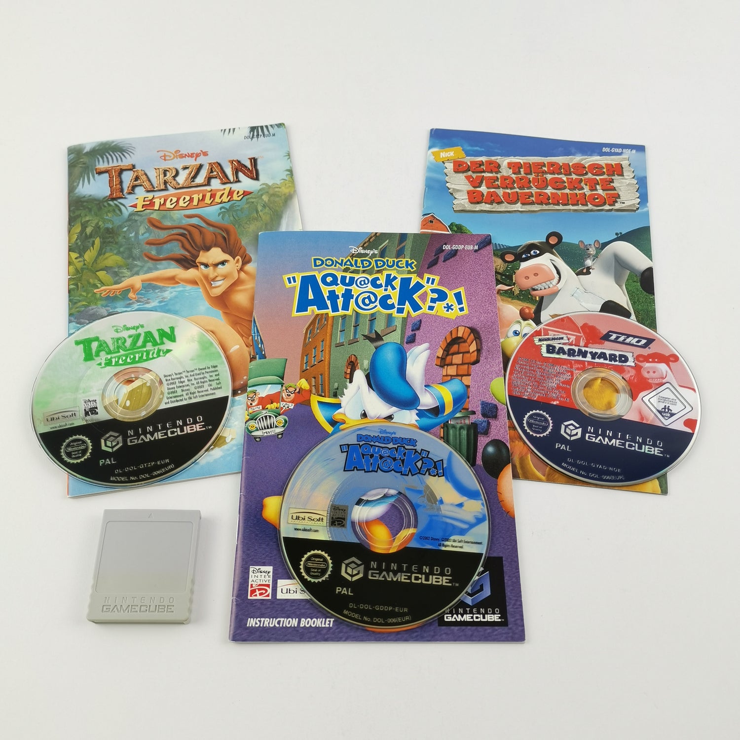 Nintendo Gamecube Spiele : Tarzan + Donald Duck + Barnyard + Memory C - Disney