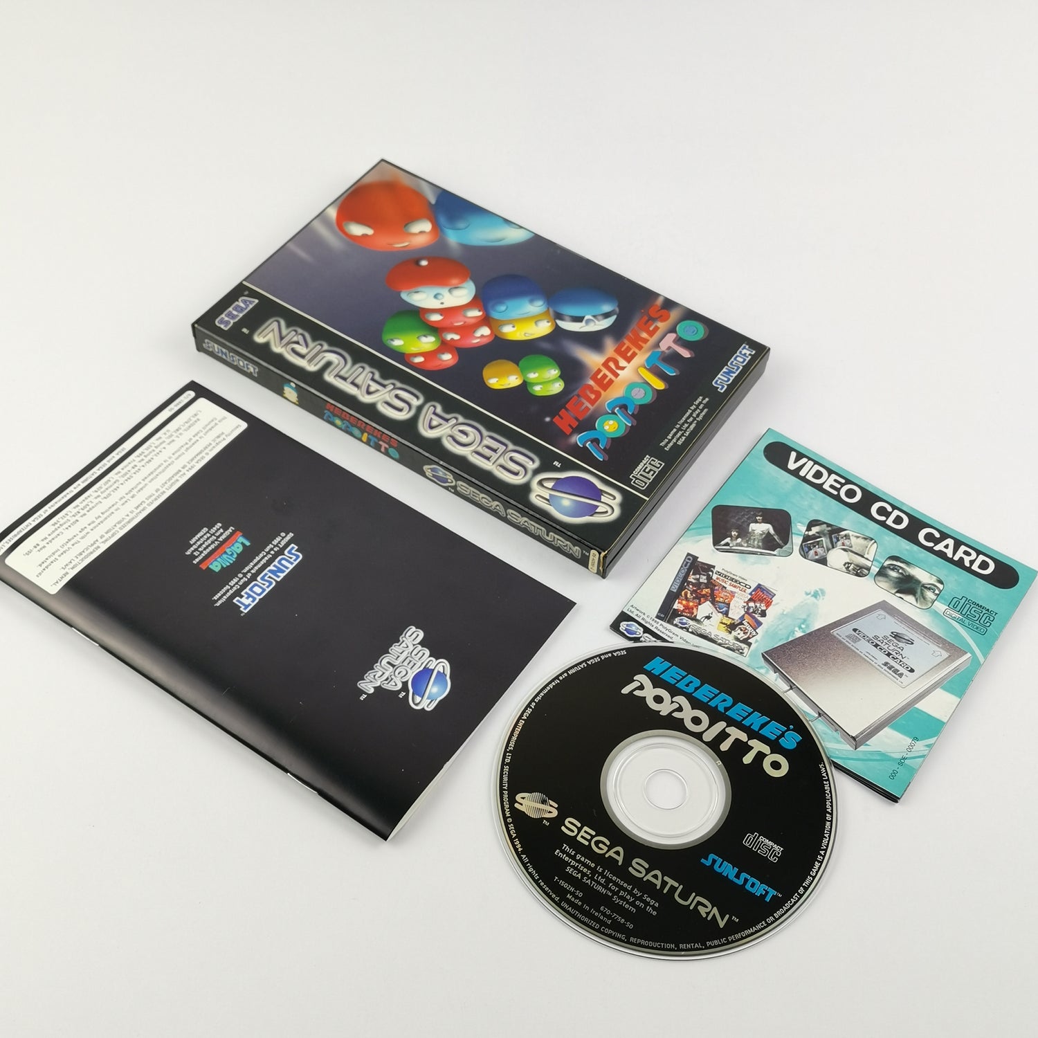 Sega Saturn Game: Hebereke's Popoitto - OVP Instructions PAL | SS Disc Sunsoft