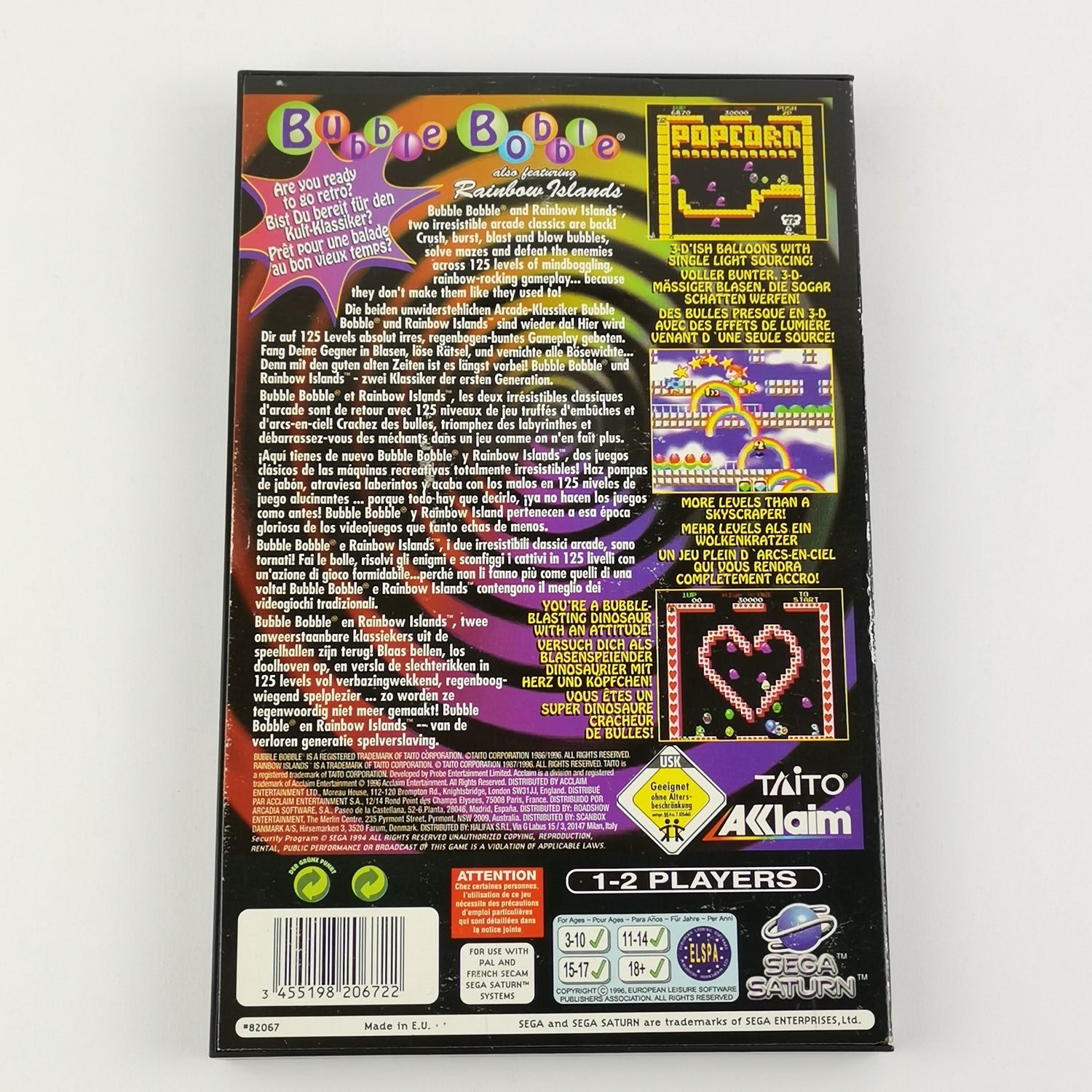 Sega Saturn Game: Bubble Bobble - OVP without instructions PAL | SS Disc Acclaim