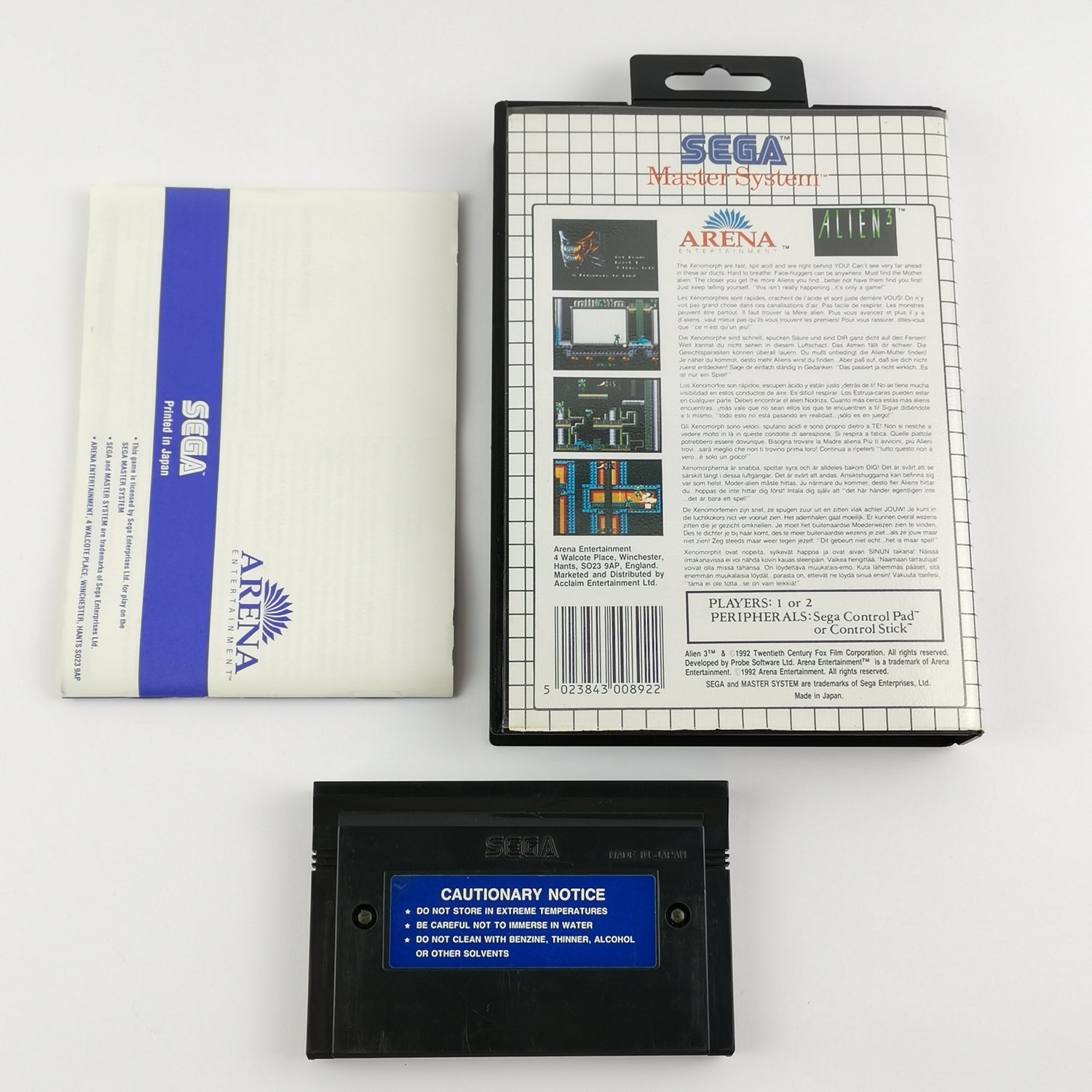 Sega Master System Game: Alien 3 - OVP + Instructions PAL | MS cartridge