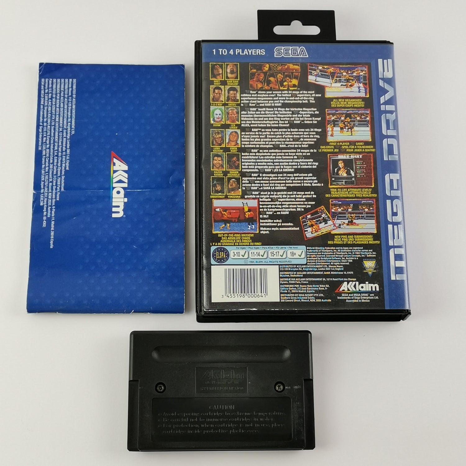 Sega Mega Drive Game: WWF RAW Wrestling - OVP Instructions PAL | MD cartridge