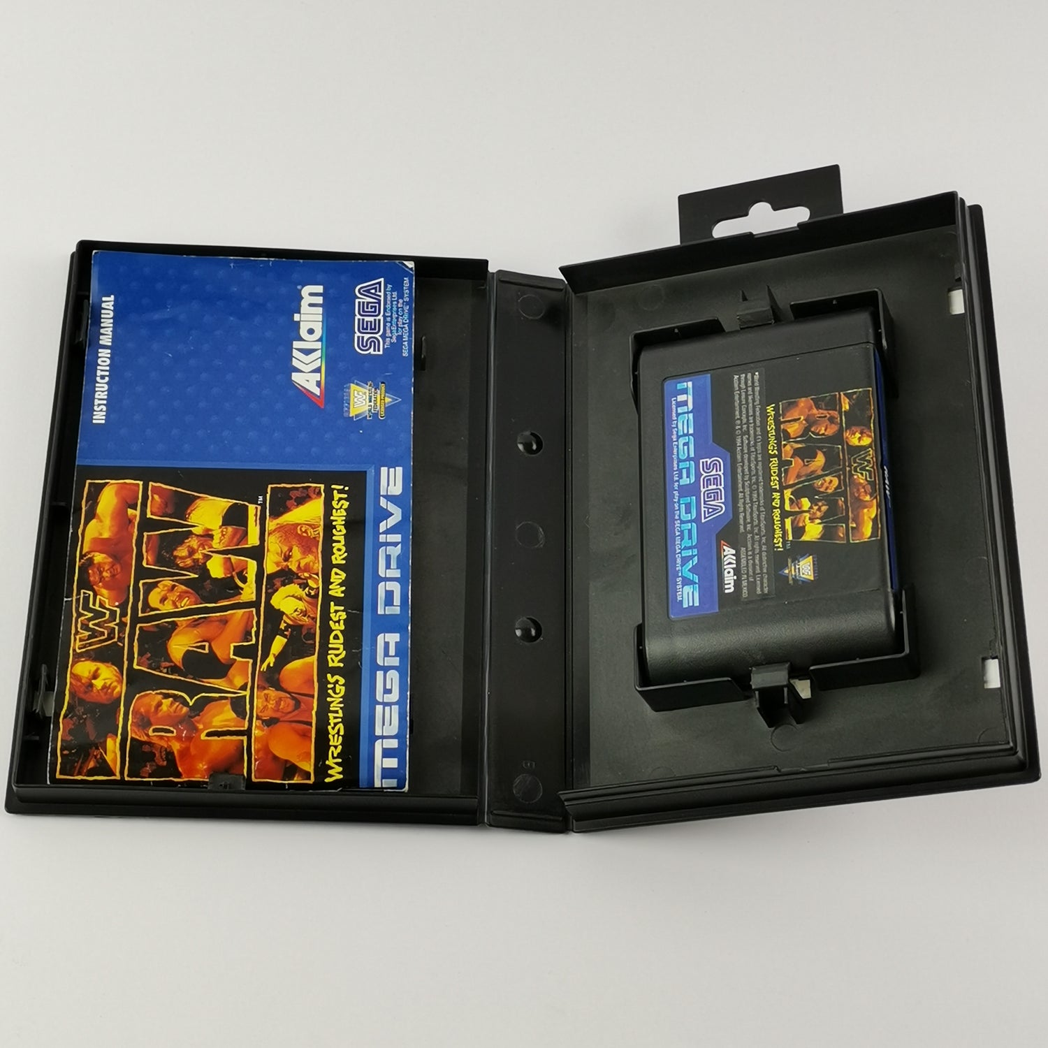 Sega Mega Drive Game: WWF RAW Wrestling - OVP Instructions PAL | MD cartridge
