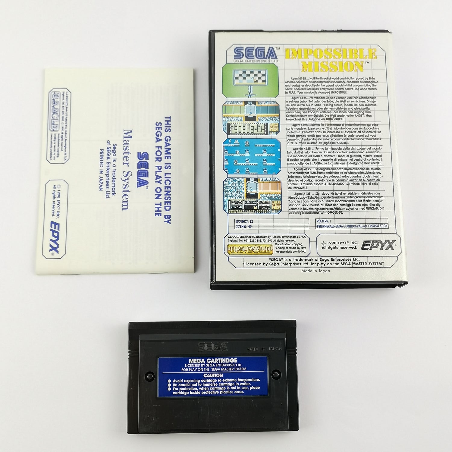 Sega Master System Game: Impossible Mission - OVP & Instructions PAL | cartridge