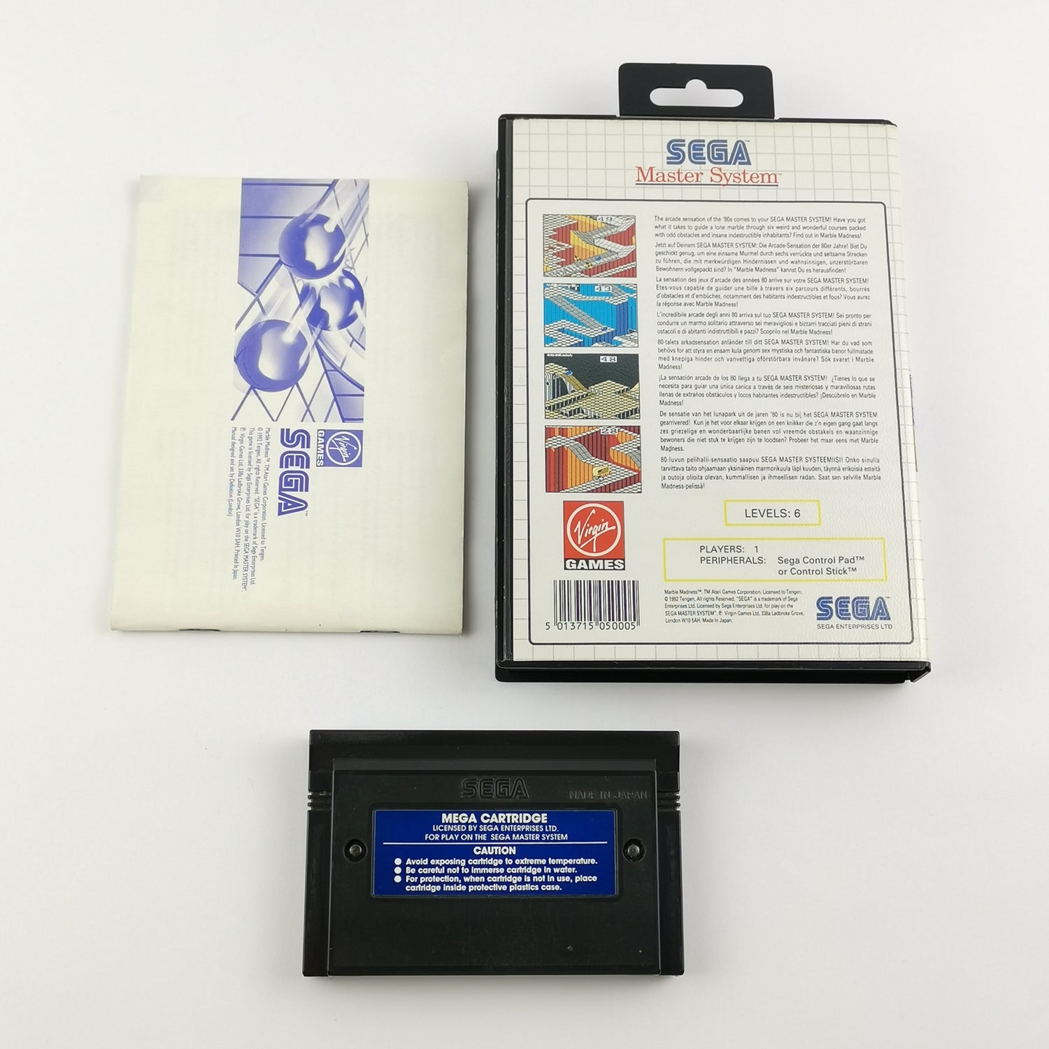 Sega Master System Game: Marble Madness - OVP & Instructions PAL | cartridge